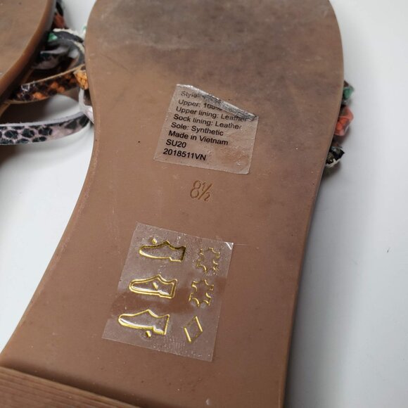 Madewell Tracie Flat Sandals Women's Multi Color Snakeskin Slip On Festival 8.5 - Picture 8 of 10